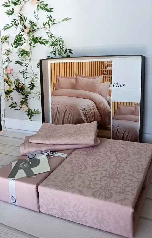 Двоспальний Євро комплект Romeo Home Flux Pudra Жаккард