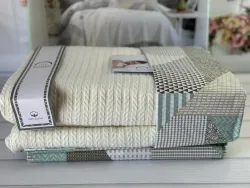 Літній Євро комплект з в’язаним пледом Romeo Home Krem