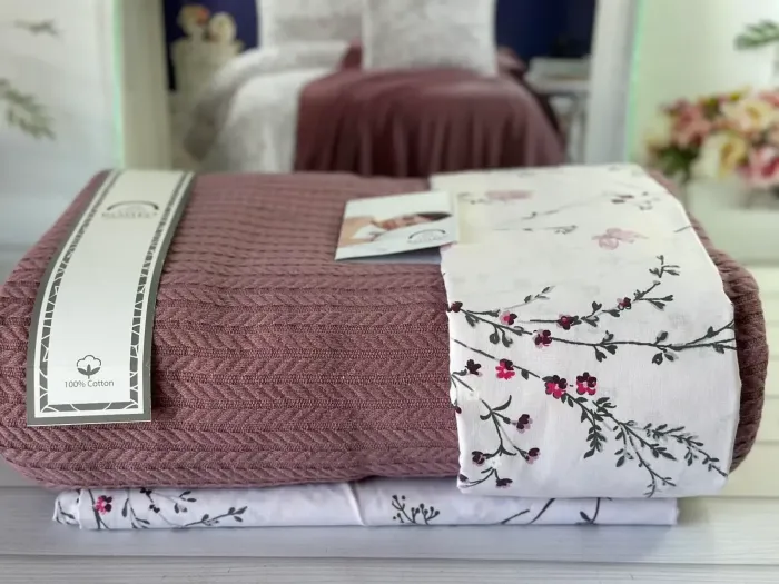 Літній Євро комплект з в’язаним пледом Romeo Home Murdum
