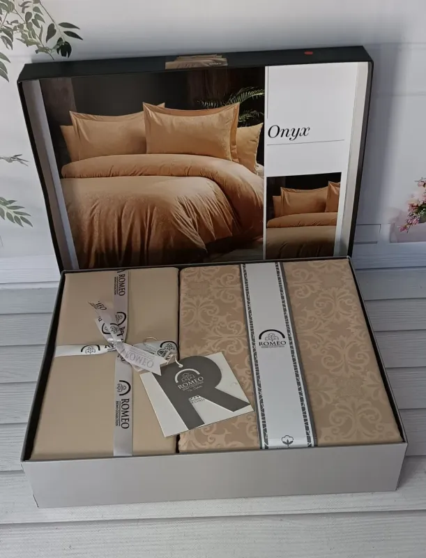Двоспальний Євро комплект Romeo Home Onyx Kahve Жаккард