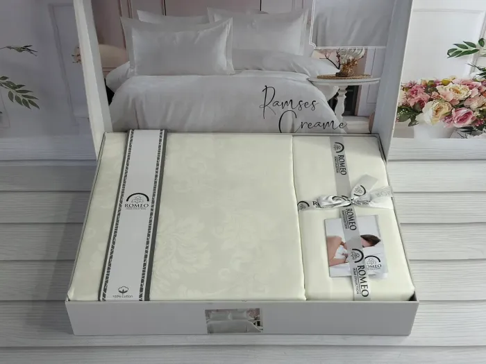 Двоспальний Євро комплект Romeo Home Ramses Krem Жаккард