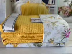 Літній Євро комплект з в’язаним пледом Romeo Home Sari
