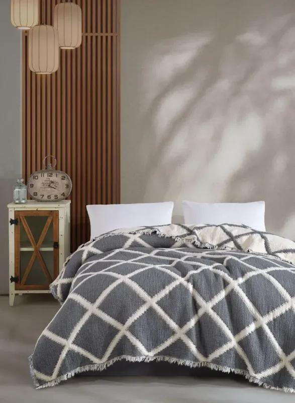 Муслінове покривало Saheser Armonia Antracit 230х250 см