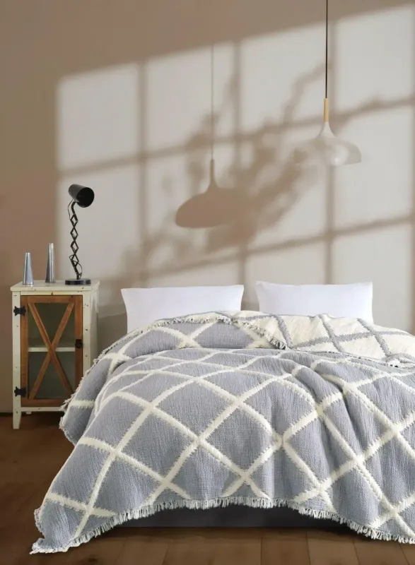 Муслінове покривало Saheser Armonia Gri 230х250 см