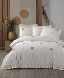 Двоспальний Євро комплект Saheser Florita Beige Варена Бавовна