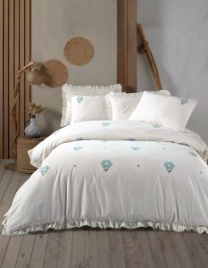 Двоспальний Євро комплект Saheser Florita Mint Варена Бавовна