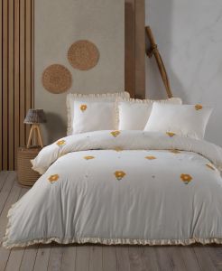 Двоспальний Євро комплект Saheser Florita Yellow Варена Бавовна