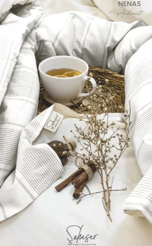 Двоспальний Євро комплект Saheser Nenas Antracit Ранфорс