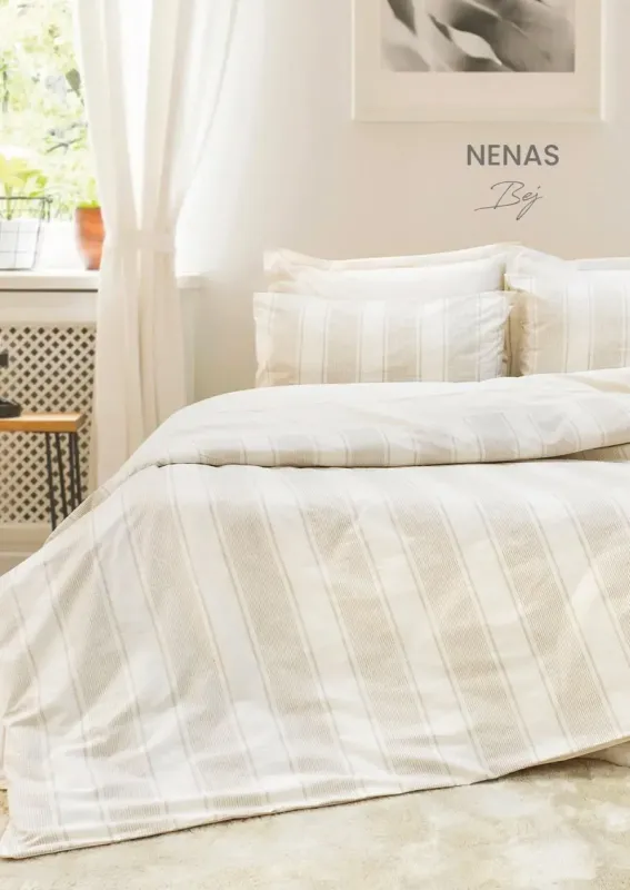 Двоспальний Євро комплект Saheser Nenas Bej Ранфорс