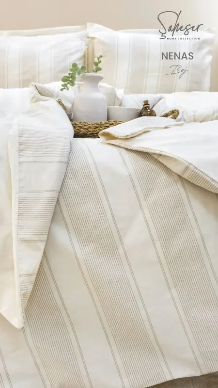 Двоспальний Євро комплект Saheser Nenas Bej Ранфорс