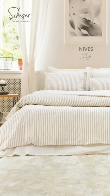 Двоспальний Євро комплект Saheser Nives Bej Ранфорс