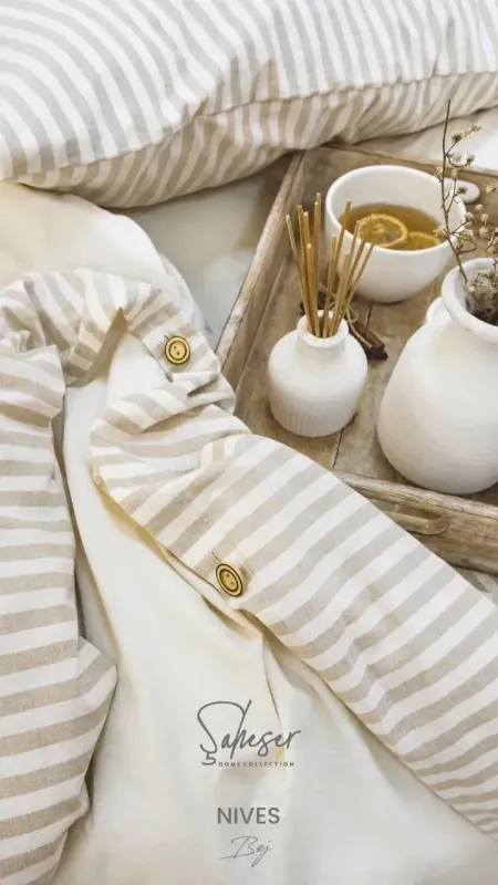 Двоспальний Євро комплект Saheser Nives Bej Ранфорс