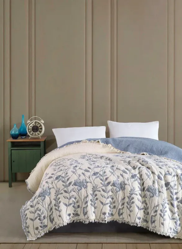 Муслінове покривало Saheser Nora Indigo 230х250 см