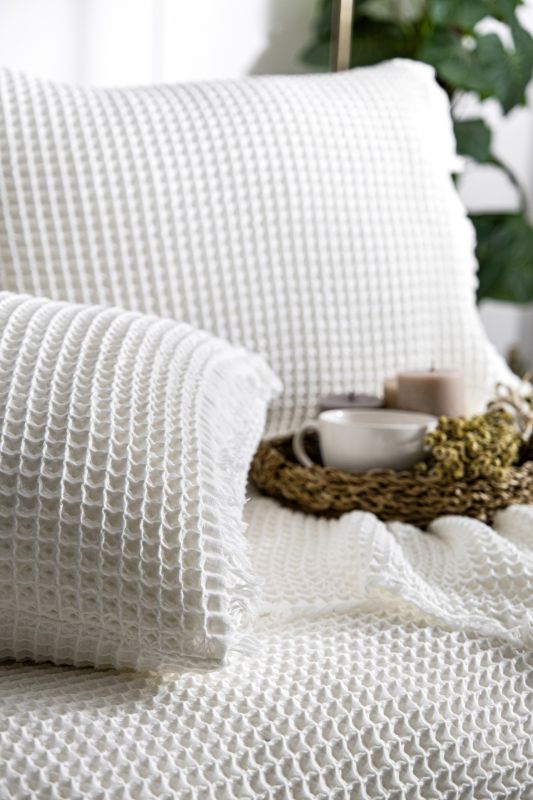 Вафельне покривало Saheser Norah Cream 240x260см +2 наволочки 50x70см