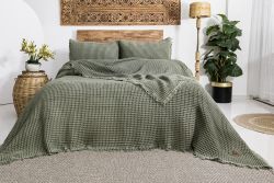 Вафельне покривало Saheser Norah Khaki 240x260см +2 наволочки 50x70см