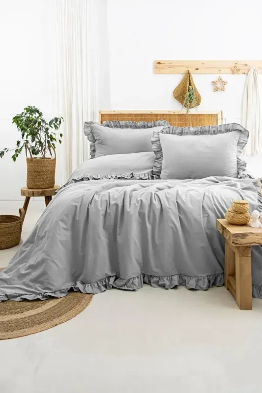 Двоспальний Євро комплект Saheser Saloni Gri Варена Бавовна