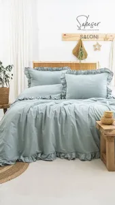Двоспальний Євро комплект Saheser Saloni Yesil Варена Бавовна