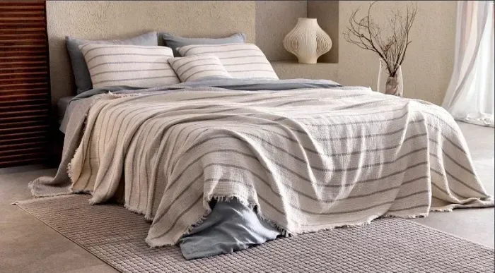 Муслінове покривало Saheser Striped Mavi 230х250 см