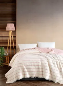 Муслінове покривало Saheser Striped Pudra 230х250 см