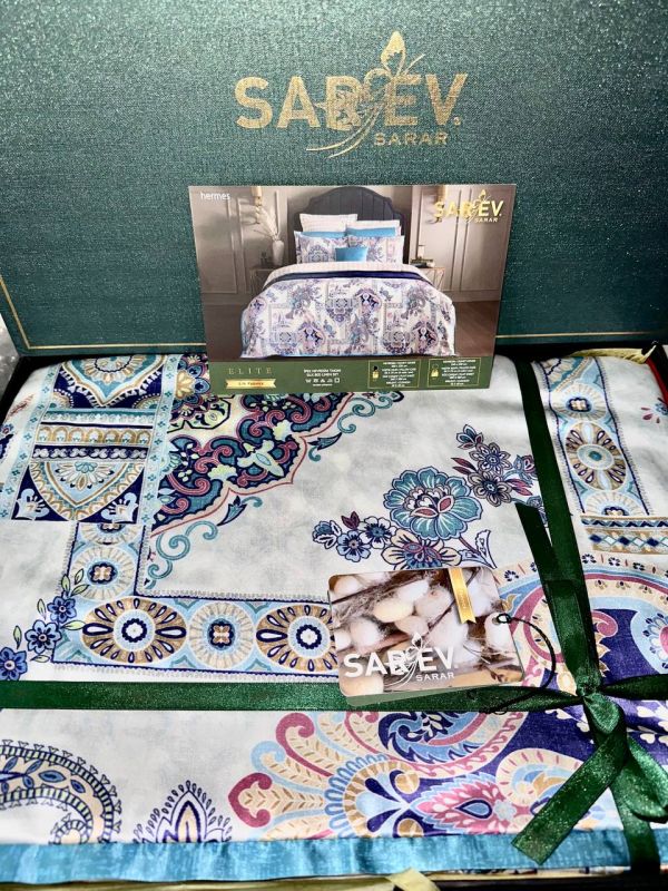Двоспальний Євро комплект Sarev Hermes Шовк+Сатин Делюкс (пошкоджена коробка)