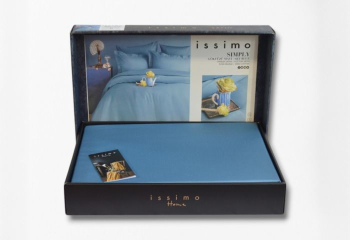 Двоспальний Євро комплект - Issimo Home Sky Blue Сатин Преміум
