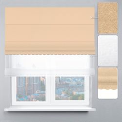 Римська штора День-Ніч Тюль/Софт Люкс із ланцюжковим карнизом з ажуром бежевий