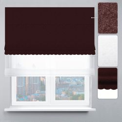 Римська штора День-Ніч Тюль/Софт Люкс із ланцюжковим карнизом з ажуром шоколадний