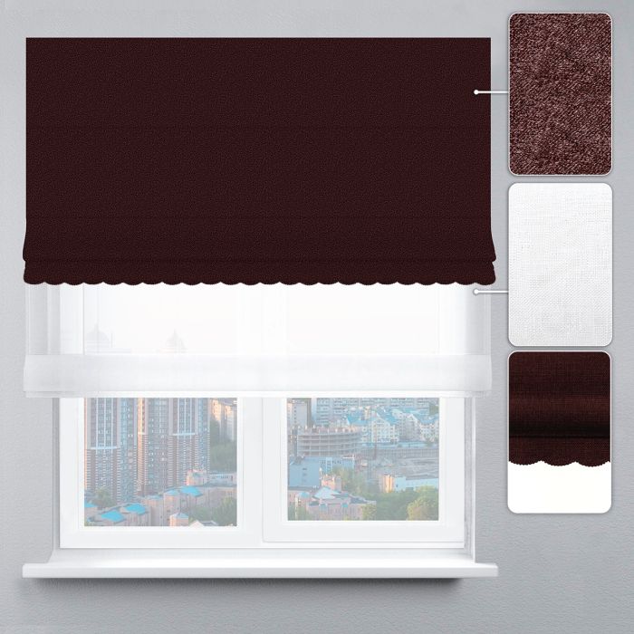 Римська штора День-Ніч Тюль/Софт Люкс із ланцюжковим карнизом з ажуром шоколадний