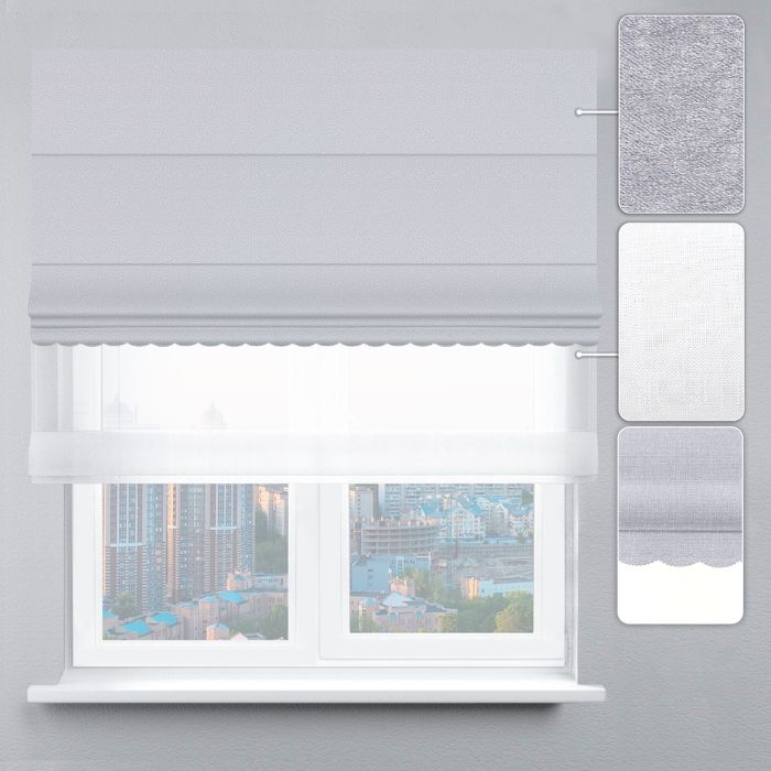 Римська штора День-Ніч Тюль/Софт Люкс із ланцюжковим карнизом з ажуром стальний