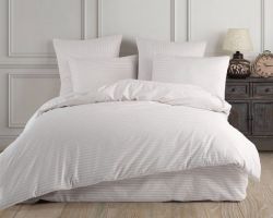 Двоспальний Євро комплект Charlotte Stone Сатин-Stripe / простирадло на резинці 180x200см