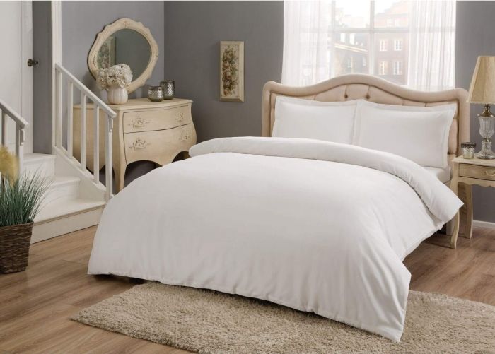 Двоспальний King Size комплект TAC Basic White Сатин