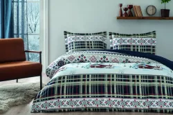 Двоспальний Євро комплект TAC Loria Lacivert Сатин