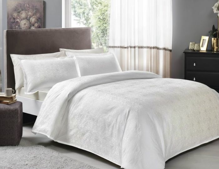 Двоспальний Євро комплект TAC Nodus White Жаккард