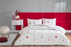 Двоспальний Євро комплект TAC Amoura Red Glow Ранфорс+світиться у темноті