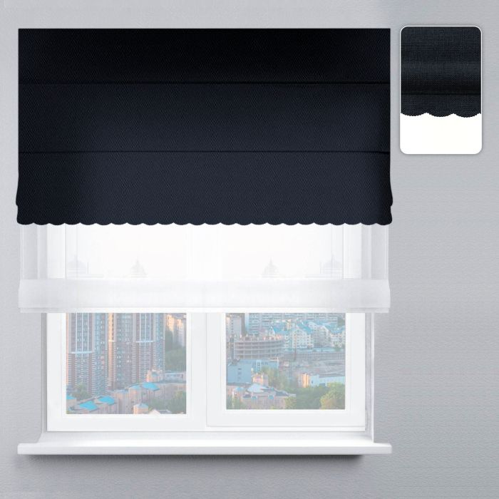 Римська штора День-Ніч Тюль/Велюр із ланцюжковим карнизом з ажуром чорний