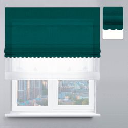 Римська штора День-Ніч Тюль/Велюр із ланцюжковим карнизом з ажуром темно-бірюзовий