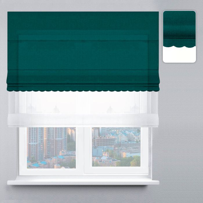 Римська штора День-Ніч Тюль/Велюр з ажуром темно-бірюзовий