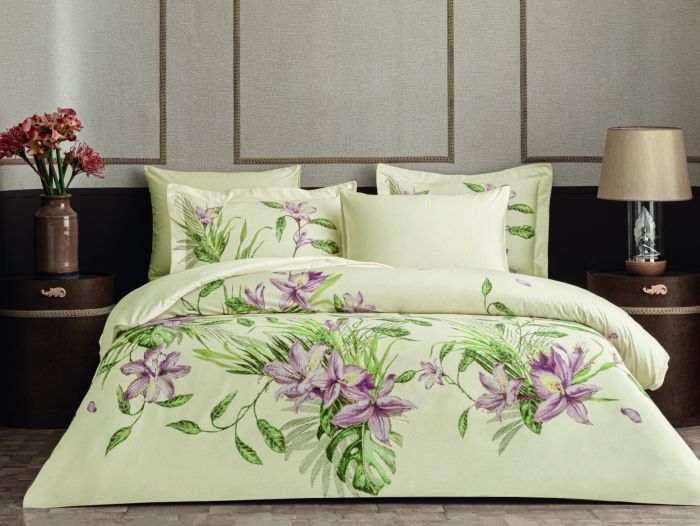 Двоспальний Євро комплект Valeron Fiorella Bordo Сатин-Premium