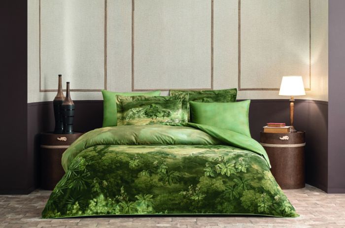 Двоспальний Євро комплект Valeron Sauvage Yesil Сатин-Premium