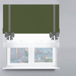 Римська штора День-Ніч Тюль/Велюр з бантами зелений