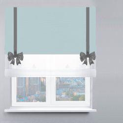 Римська штора День-Ніч Тюль/Велюр із ланцюжковим карнизом з бантами бірюзовий