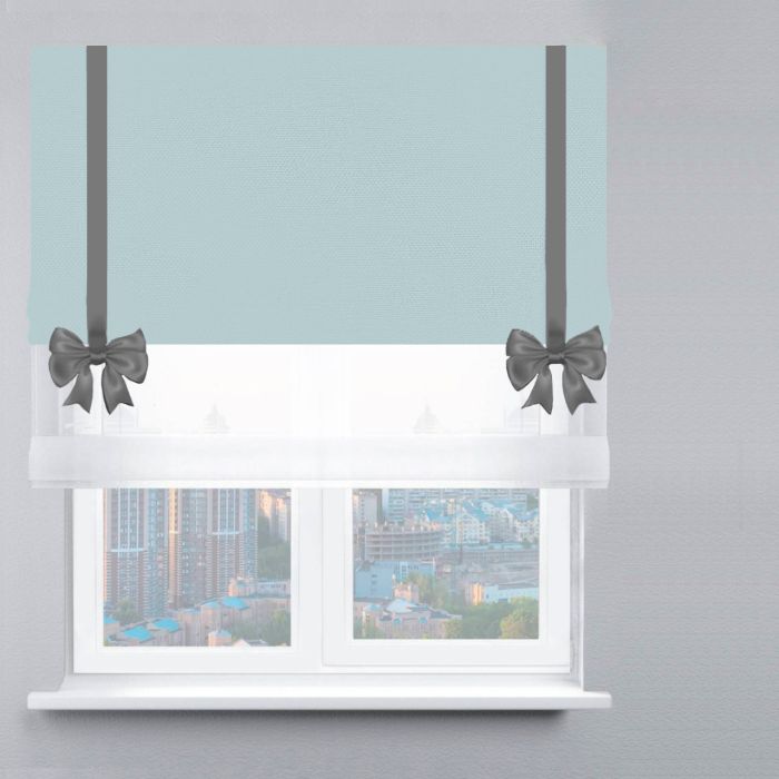 Римська штора День-Ніч Тюль/Велюр із ланцюжковим карнизом з бантами бірюзовий