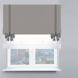 Римська штора День-Ніч Тюль/Велюр із ланцюжковим карнизом з бантами антрацитовий