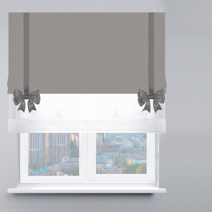 Римська штора День-Ніч Тюль/Велюр із ланцюжковим карнизом з бантами антрацитовий