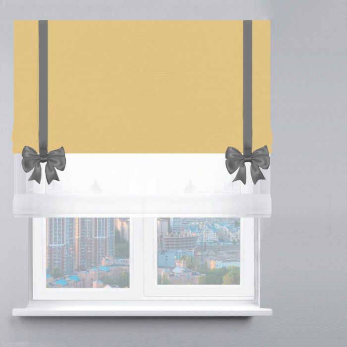 Римська штора День-Ніч Тюль/Велюр із ланцюжковим карнизом з бантами жовтий