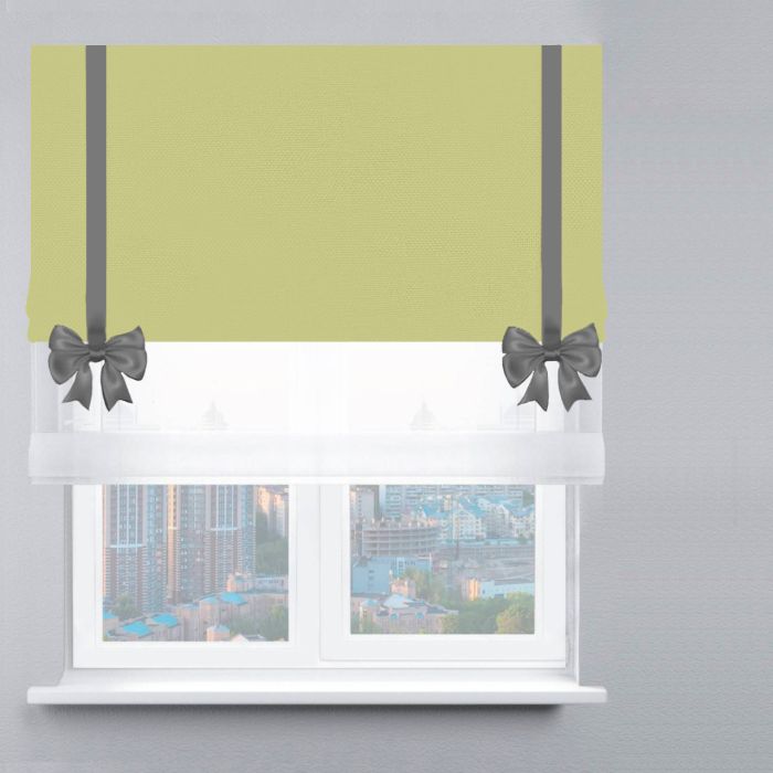 Римська штора День-Ніч Тюль/Велюр з бантами салатовий
