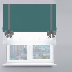 Римська штора День-Ніч Тюль/Велюр із ланцюжковим карнизом з бантами темно-бірюзовий