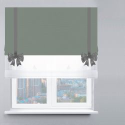 Римська штора День-Ніч Тюль/Велюр із ланцюжковим карнизом з бантами оливковий