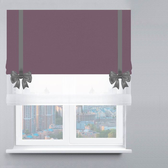 Римська штора День-Ніч Тюль/Велюр із ланцюжковим карнизом з бантами ліловий