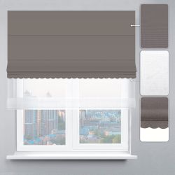 Римська штора День-Ніч Тюль/Велюр із ланцюжковим карнизом з ажуром антрацитовий